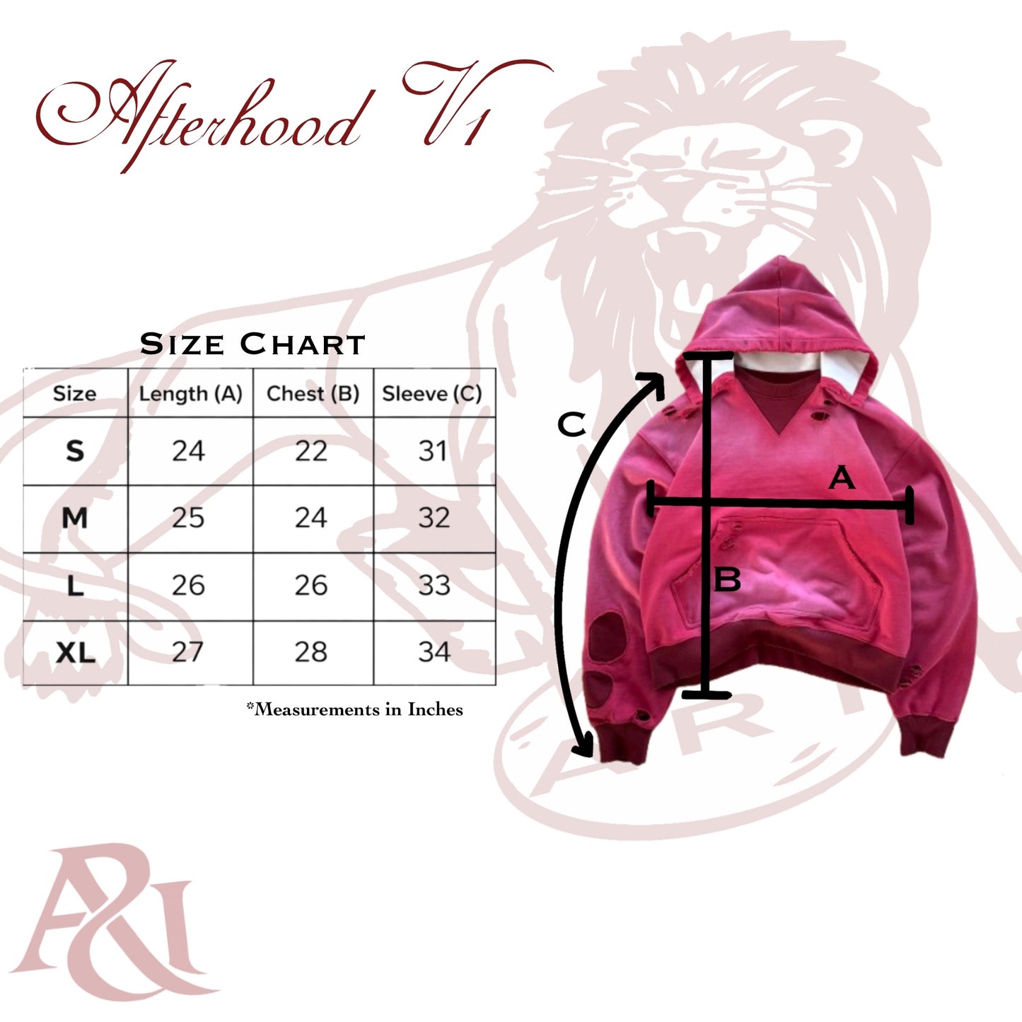 Afterhood V1 Size Guide