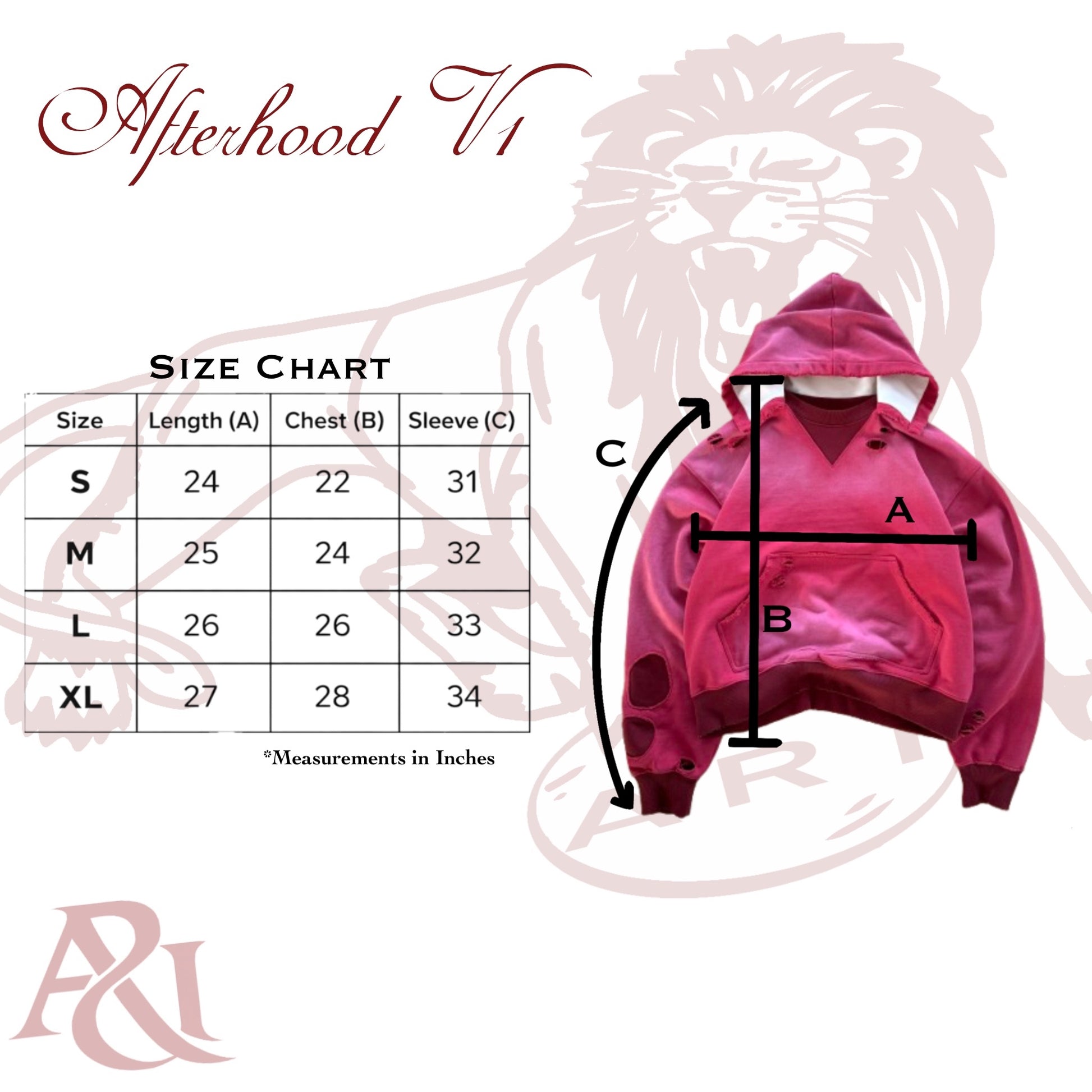 Afterhood V1 Size Guide
